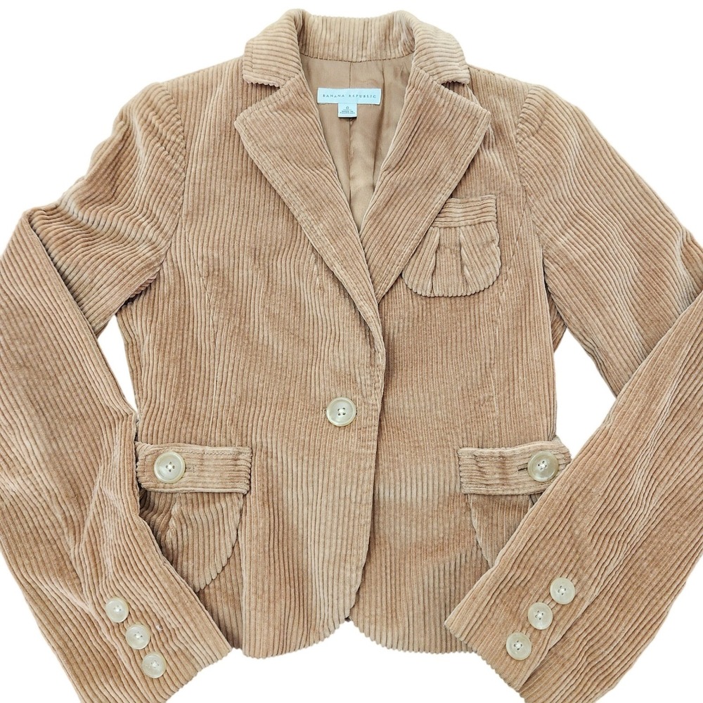 Banana Republic Corduroy Cropped Fitted Blazer Y2K Size 0 - Picture 5 of 10